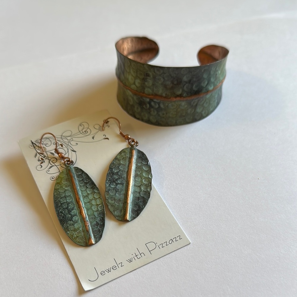 Green and Brown Leaf Earrings with Silver Hooks